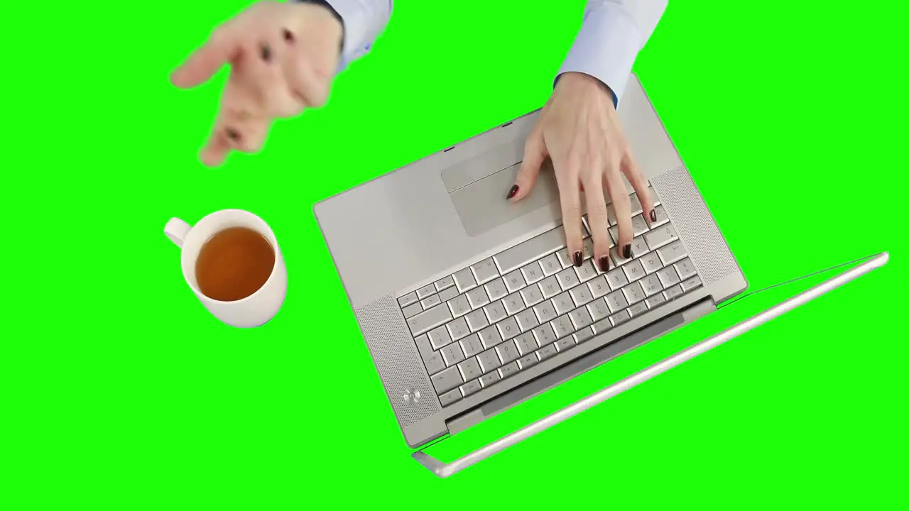 Overview of a businesswoman using a laptop