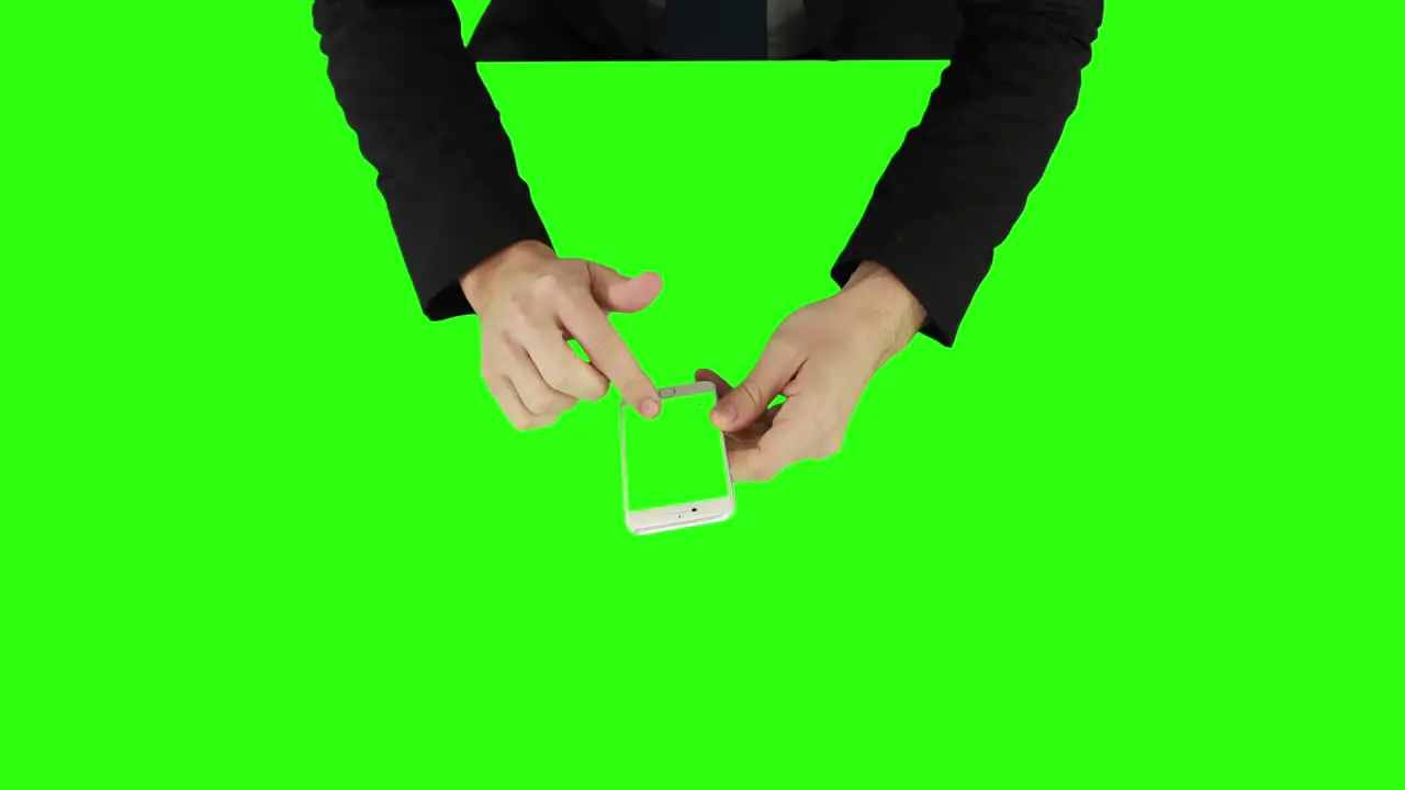 Overview of a businessman using a smartphone