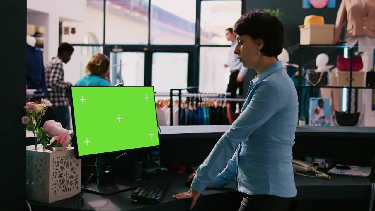 Computer with green screen display