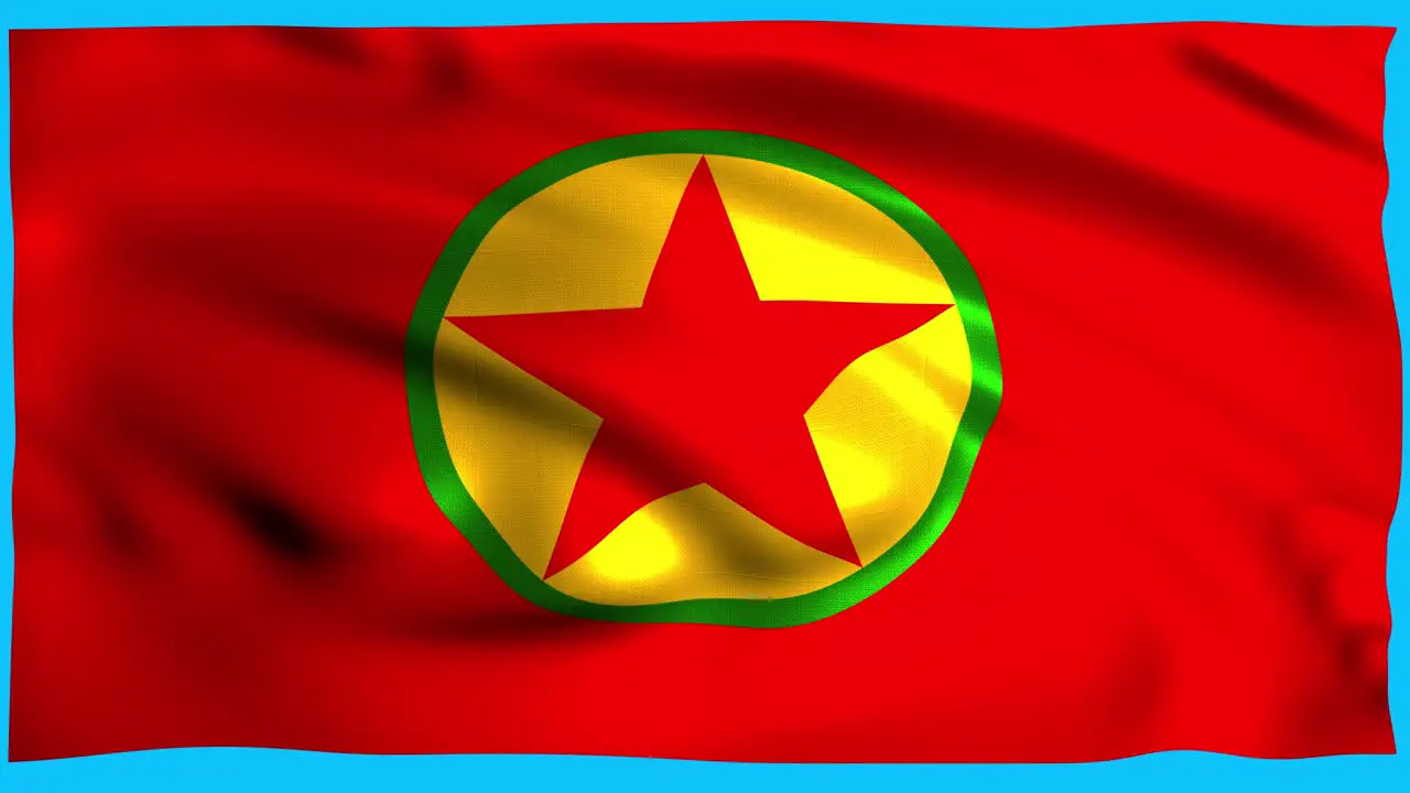 A PKK Flag floating in the wind