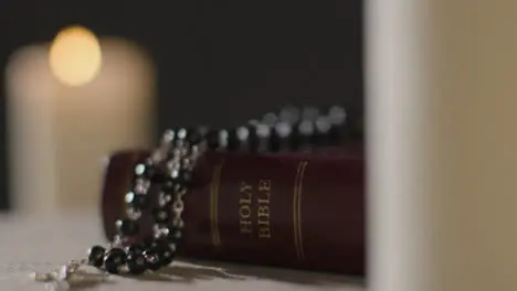 Close Up Shot of Bible and a Crucifix