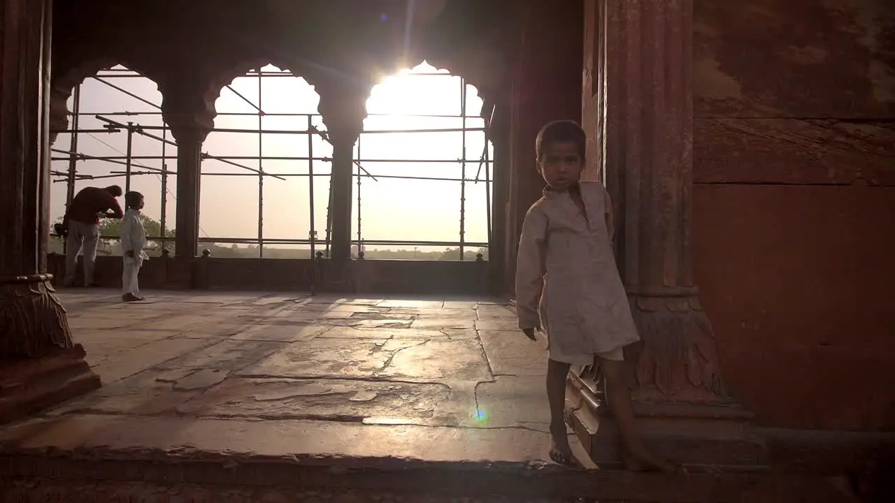 Young Indian Boy in a Colonnade