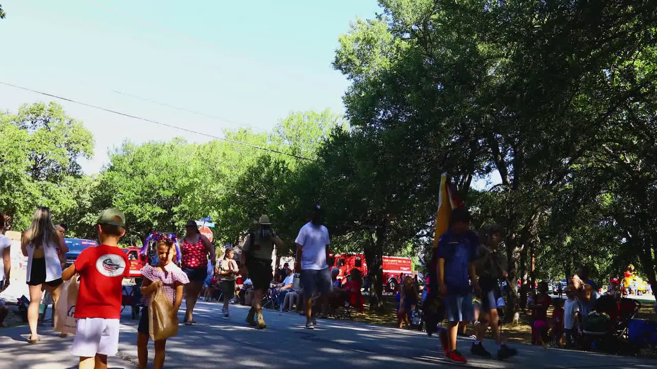 This is a static video of the 4th of July parade in Double Oak Texas on Simmons Rd