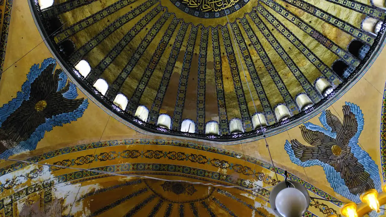 Low Angle Shot of the Hagia Sophia Dome Ceiling