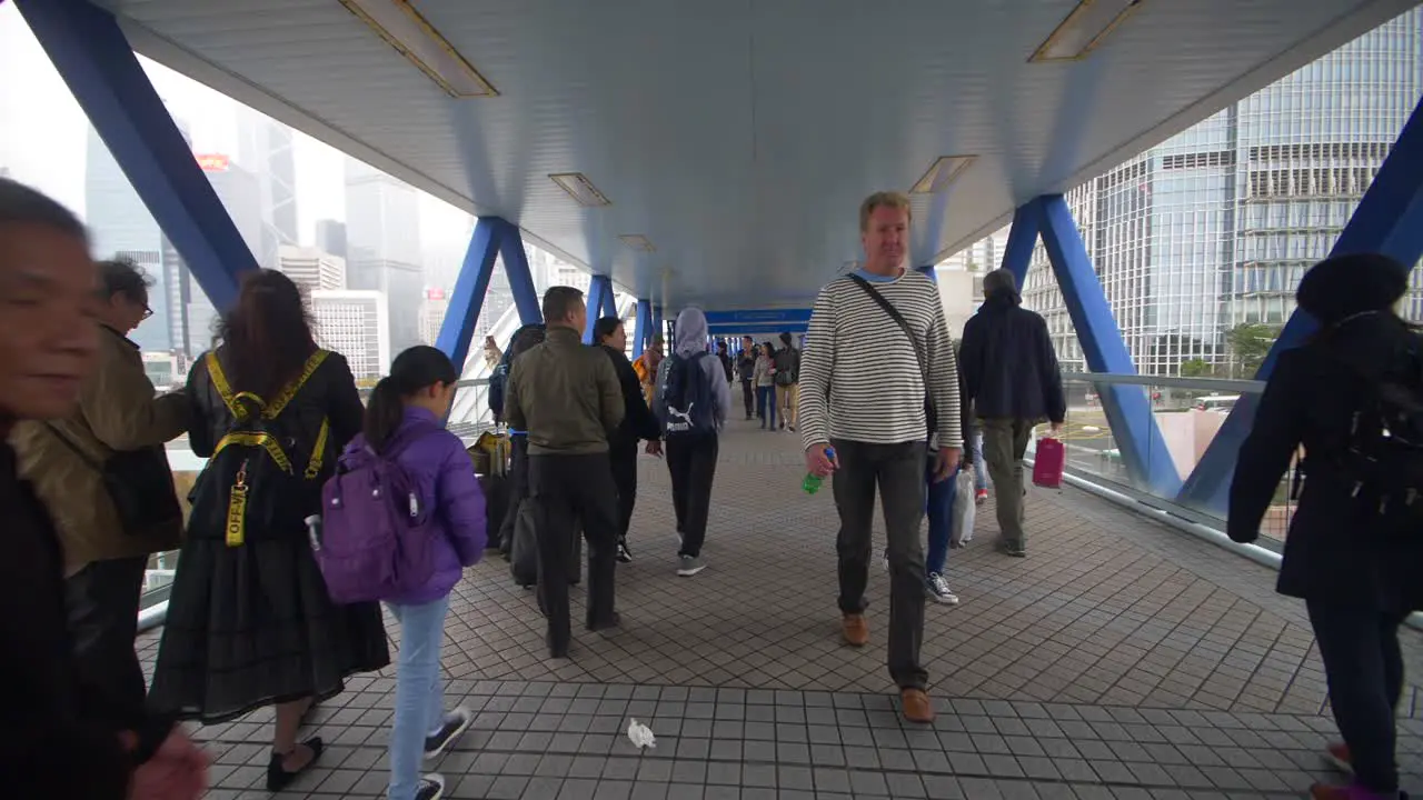 Pedestrians on a Walkway