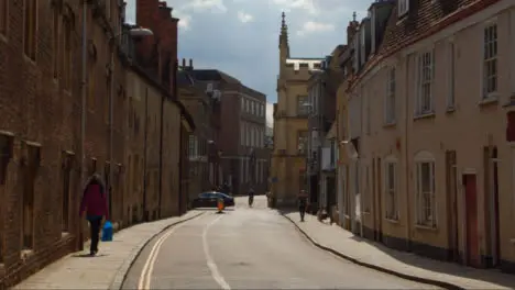 Tracking Shot Down Quiet Old English Backstreet