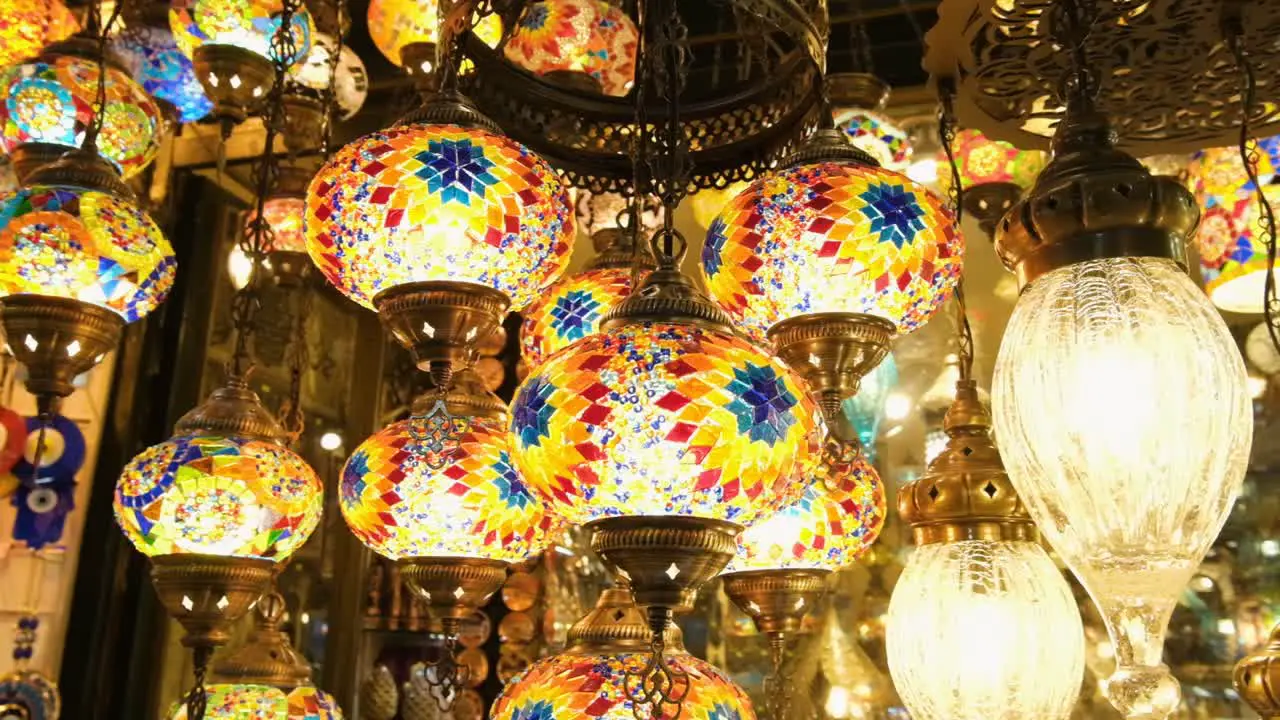 Tracking Shot of Colourful Lights in Istanbul