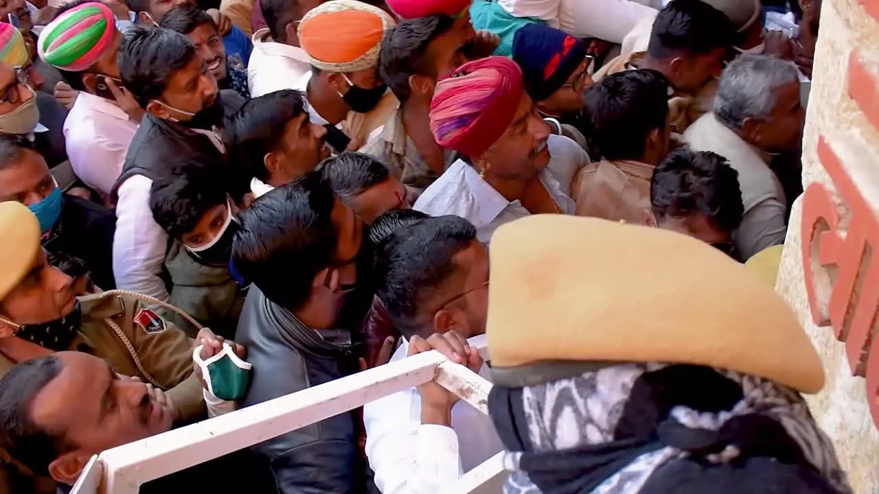 police takes control on the crowd by doing baton charge after entering without the permission to enter