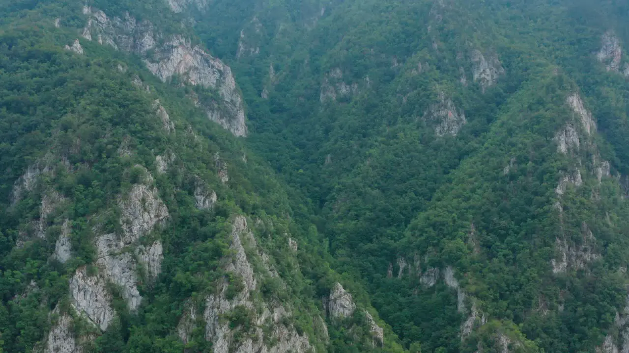 Beautiful green rocky mountain landscape of Perucac Serbia Aerial