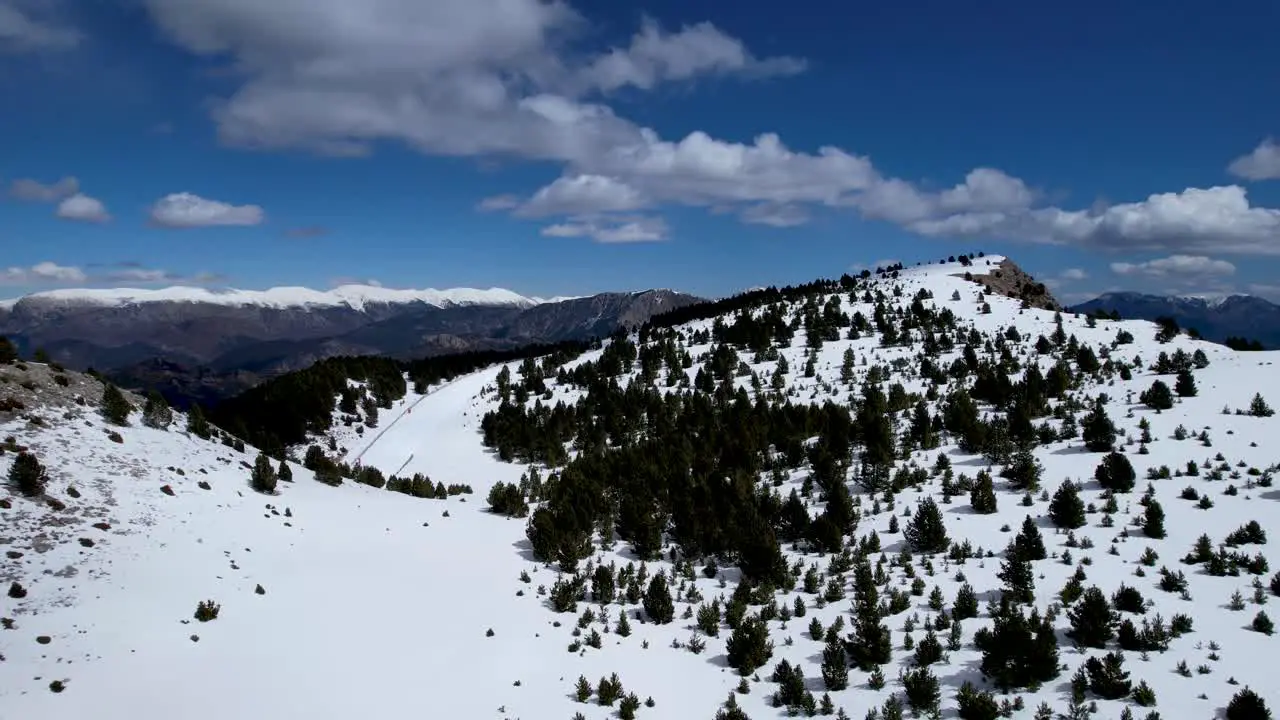 snowy landscape of an alpine forest seen from a DJI drone