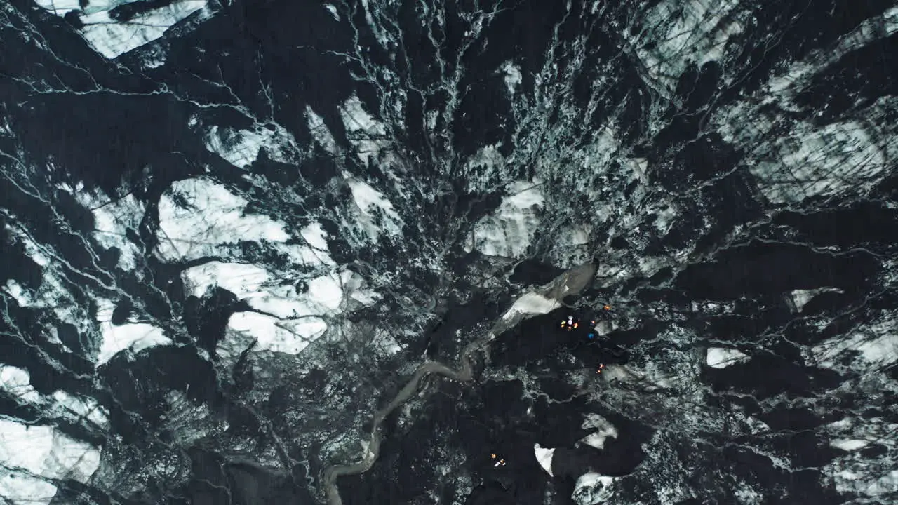 Top Down Aerial Drone Shot of mýrdalsjökull glacier in South Iceland