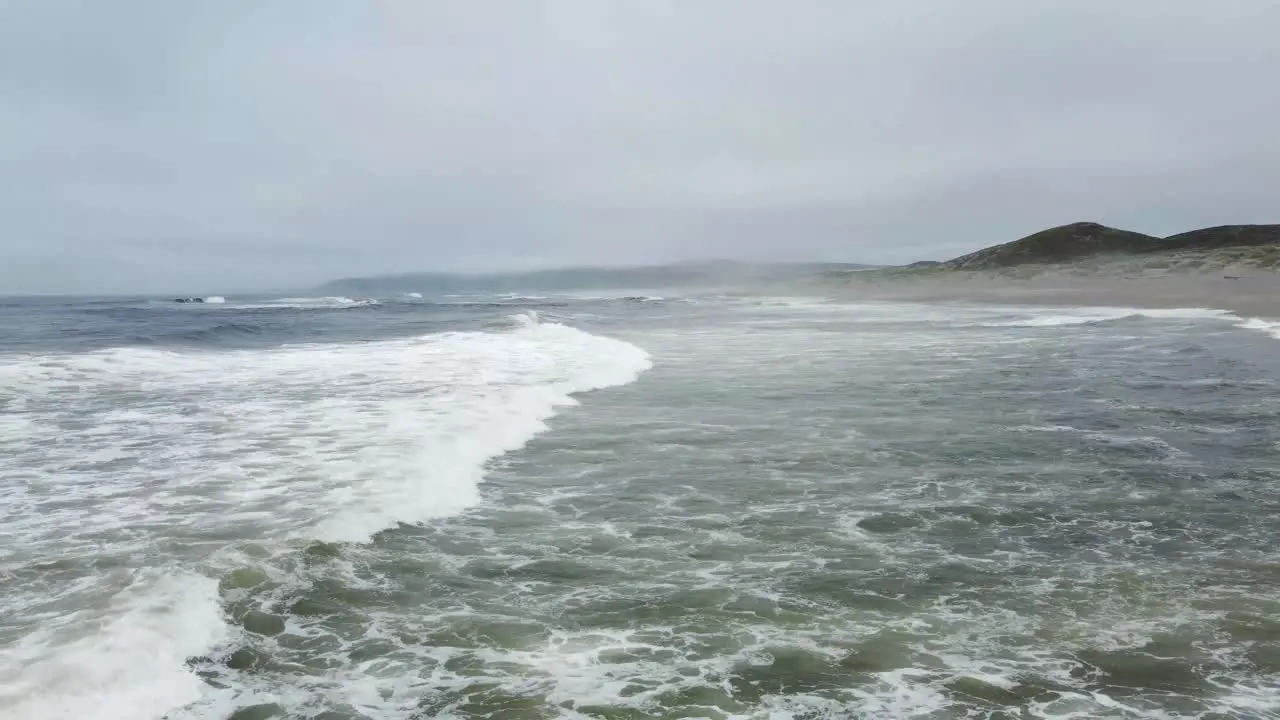 Fixed Shot Of Strong Waves Splashing In Blue Ocean California