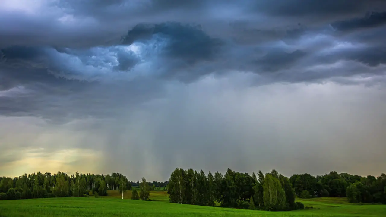 Cloudy Sky Scene Over Greenery Nature Landscape Timelapse