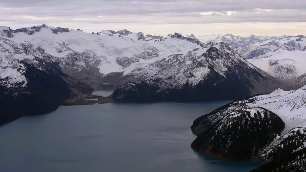 Mountain range by Garibaldi Lake BC Canada Aerial shot