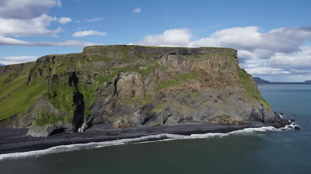 Aerial View Of Beach Reynisfjara Cliffs On Clear Day In Iceland