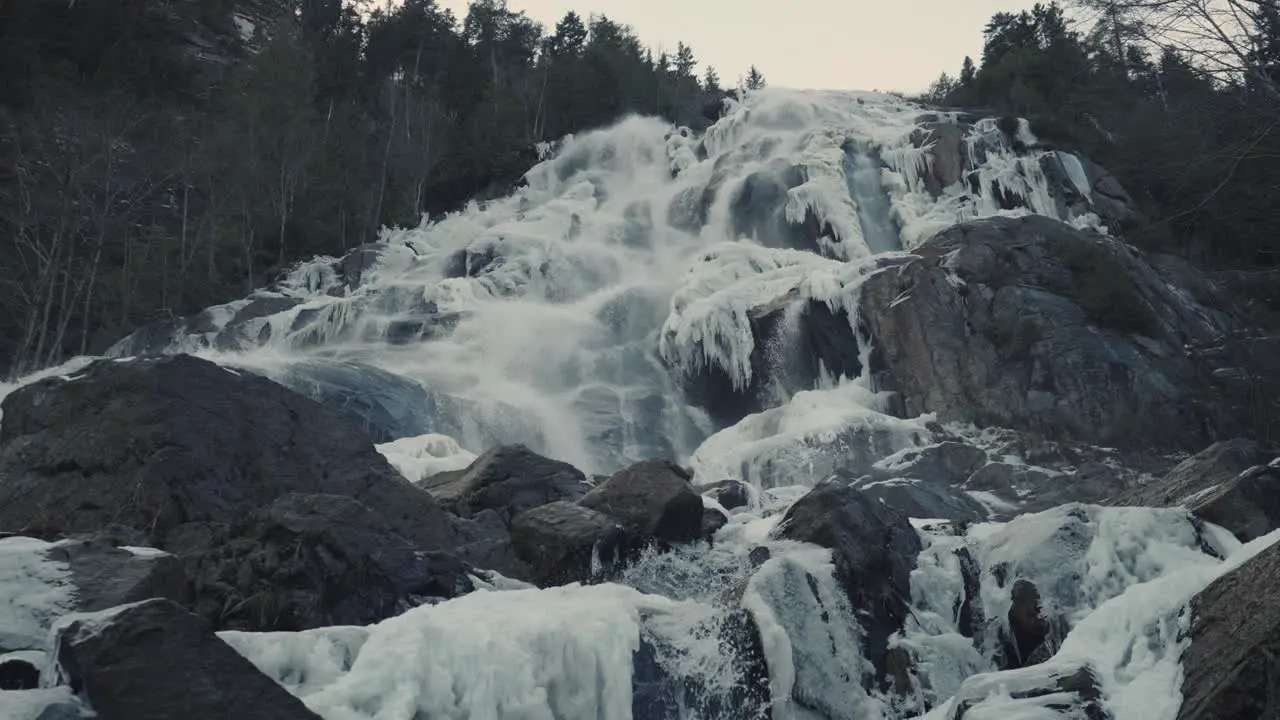 White waterfalls of the Vallee Du Bras Du Nord in Canada -wide