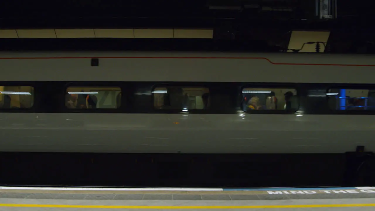 A train arriving at station in slow motion