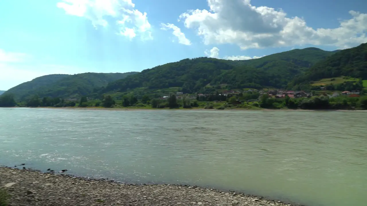 Panoramic View of The Danube River which flows through much of Central and Southeastern Europe from the Black Forest south into the Black Sea