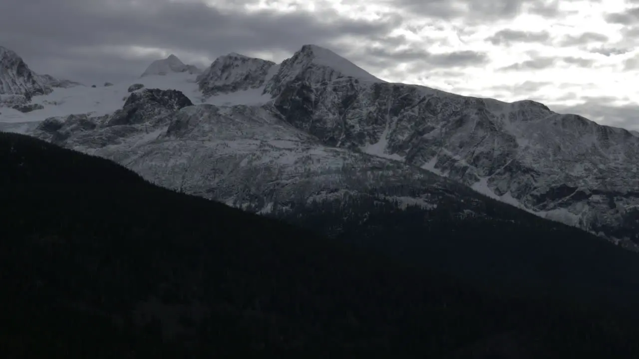 Quiet white forest mountain landscape of Whistler Canada -aerial