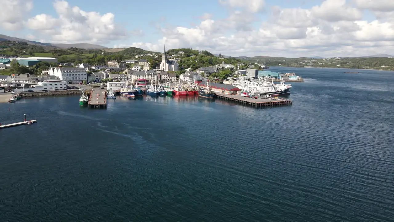 Drone shot of Irelands biggest fishing town Killybegs in Donegal