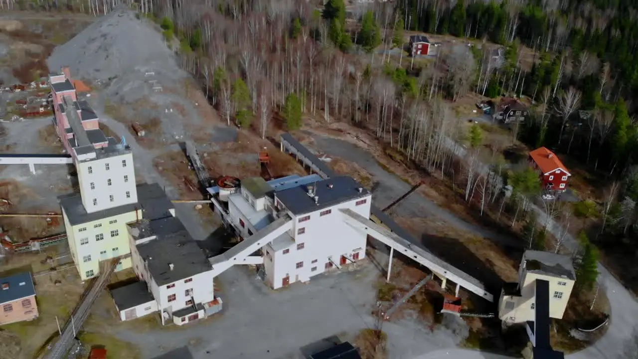 Drone shot of old mining facility in Sweden