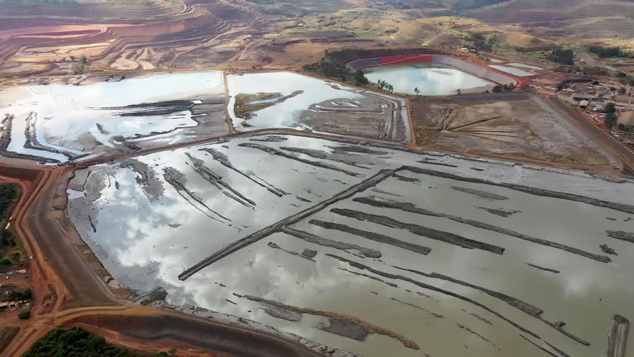 Aerial view of the tailings dam of a niobium and phosphate processing plant