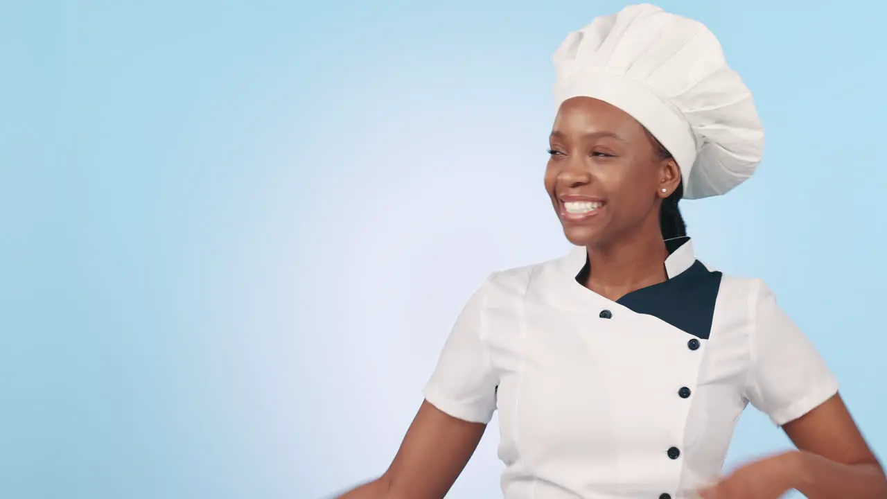 Studio chef happy black woman