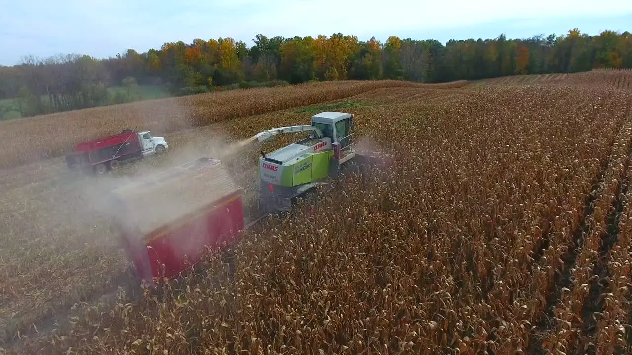 4k combine harvester aerial cornfield agriculture food corn establishing autumn