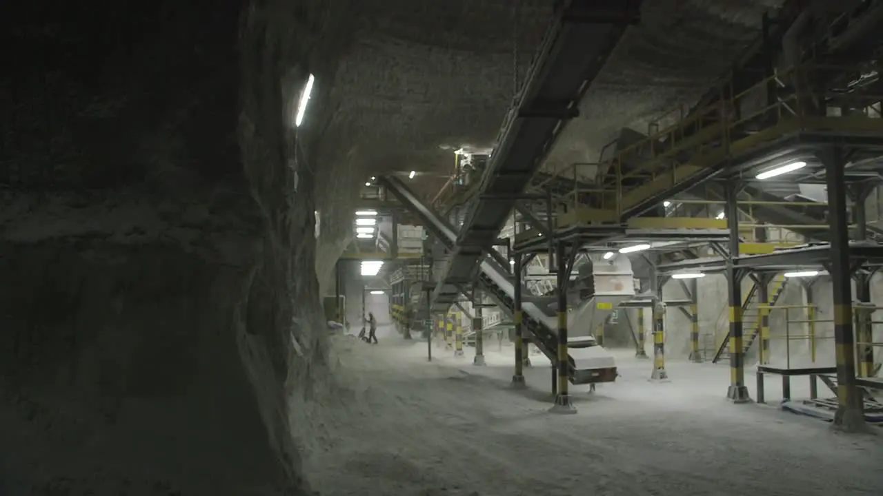 Miners working inside salt mine