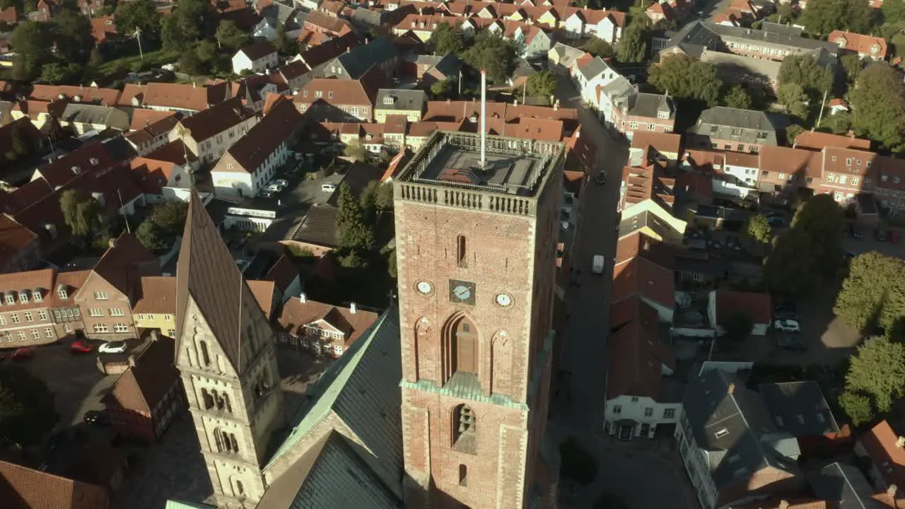 Ribe Domkirke Ribe Drone above church in Denmark