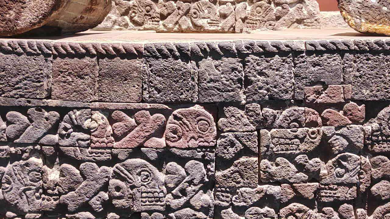 view of carved rocks of aztec origin in tenochtitlan mexico city