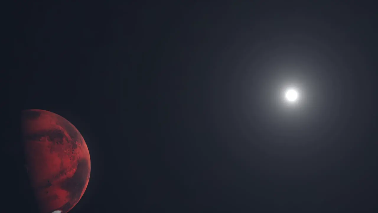 Cinematic Panning View of Planet Mars with Sun