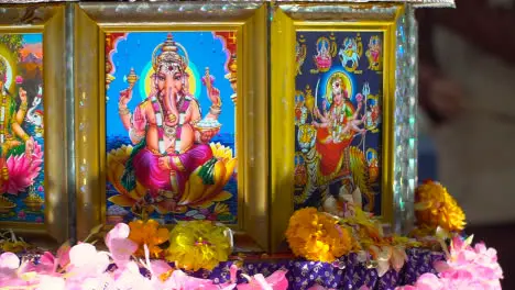 Turning Altar Showing Depictions Of Hindu Goddesses During Navratri Celebrations