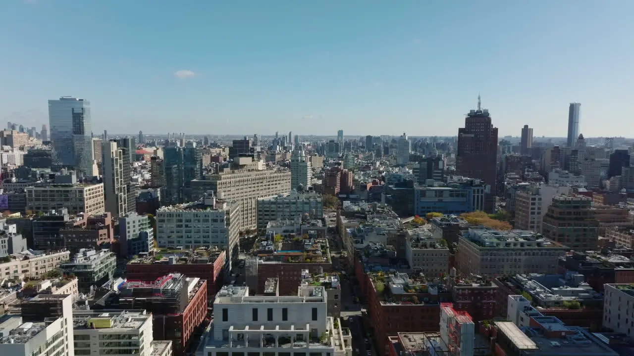 Slider of various buildings in urban neighbourhood Town development in bright sunshine Manhattan New York City USA