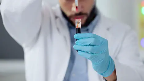 Closeup of scientist or doctor hands working