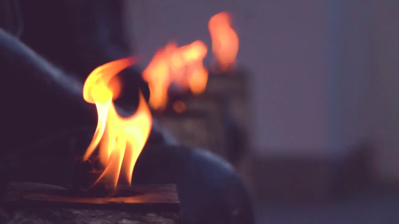 Heating and melting glass in burning oven