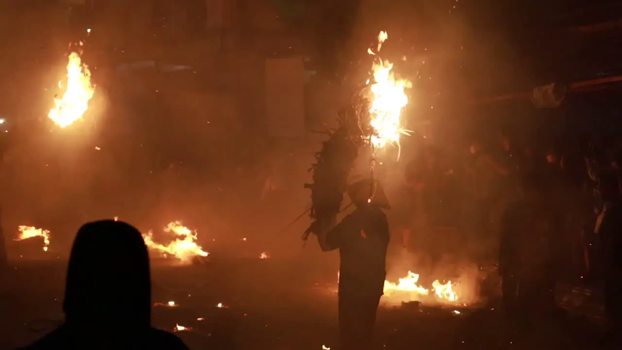 Torch war one of the cultural heritage held after the month of Ramadan in Jepara Indonesia Jun 5 2023