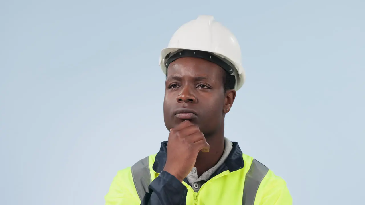 Engineer thinking and black man with solution