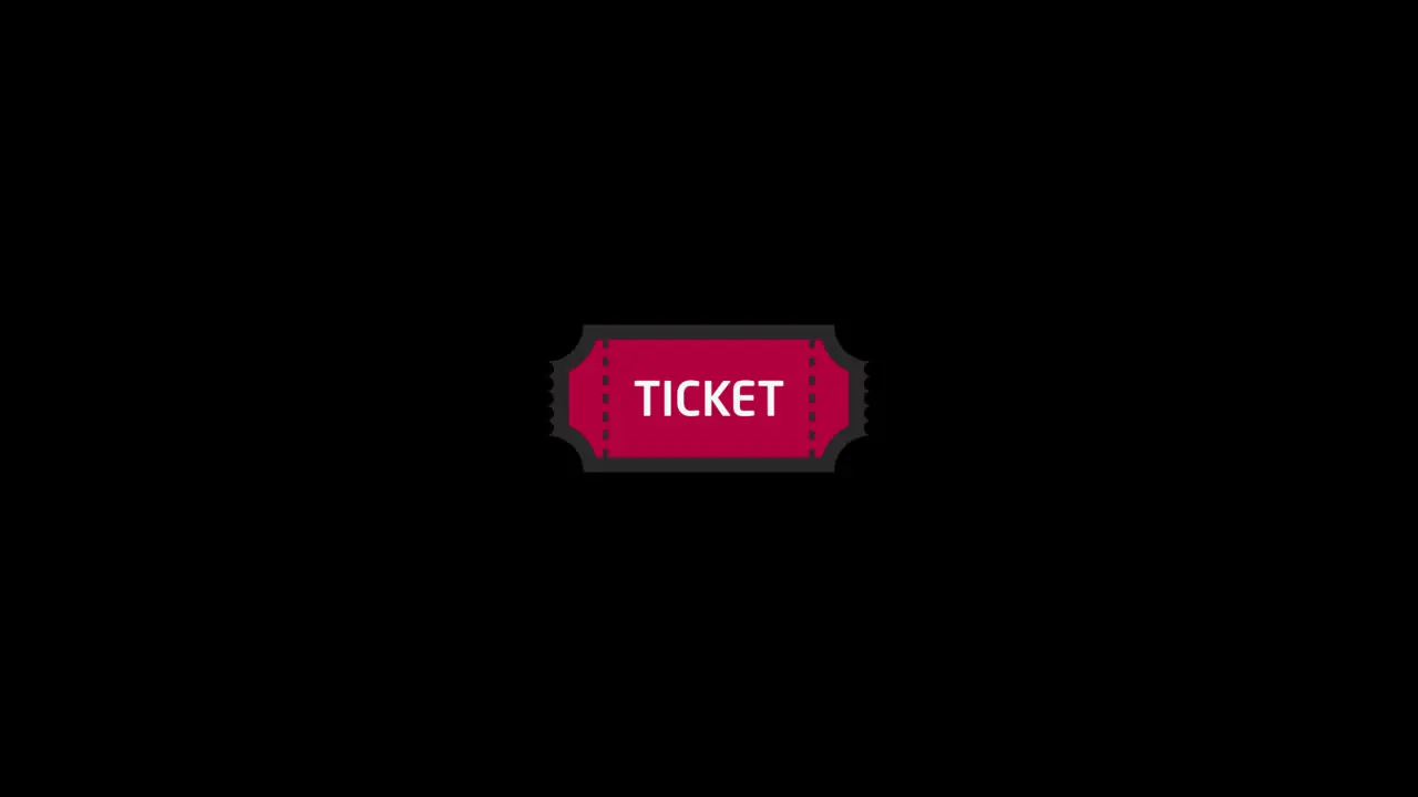 movie ticket symbol animation motion graphic video with Alpha Channel transparent background