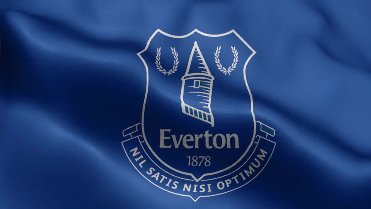 4k animated loop of a waving flag of the Premier League football-soccer Everton team in the UK