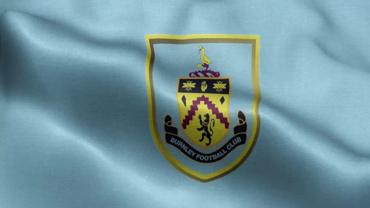 4k animated loop of a waving flag of the Premier League football-soccer Burnley team in the UK