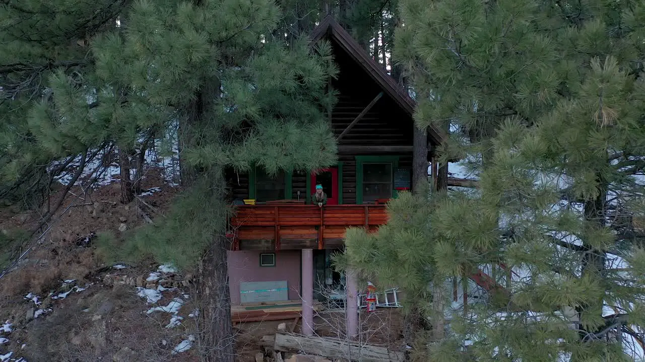 Mountain house and snow-covered hills in Flagstaff Arizona