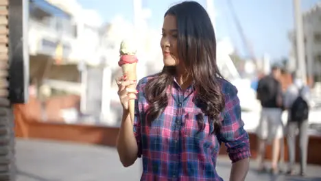 Girl Eating A Delicious Ice Cream