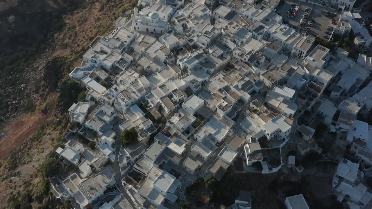 Overhead Top Down Birds View Aerial of a Greek Village