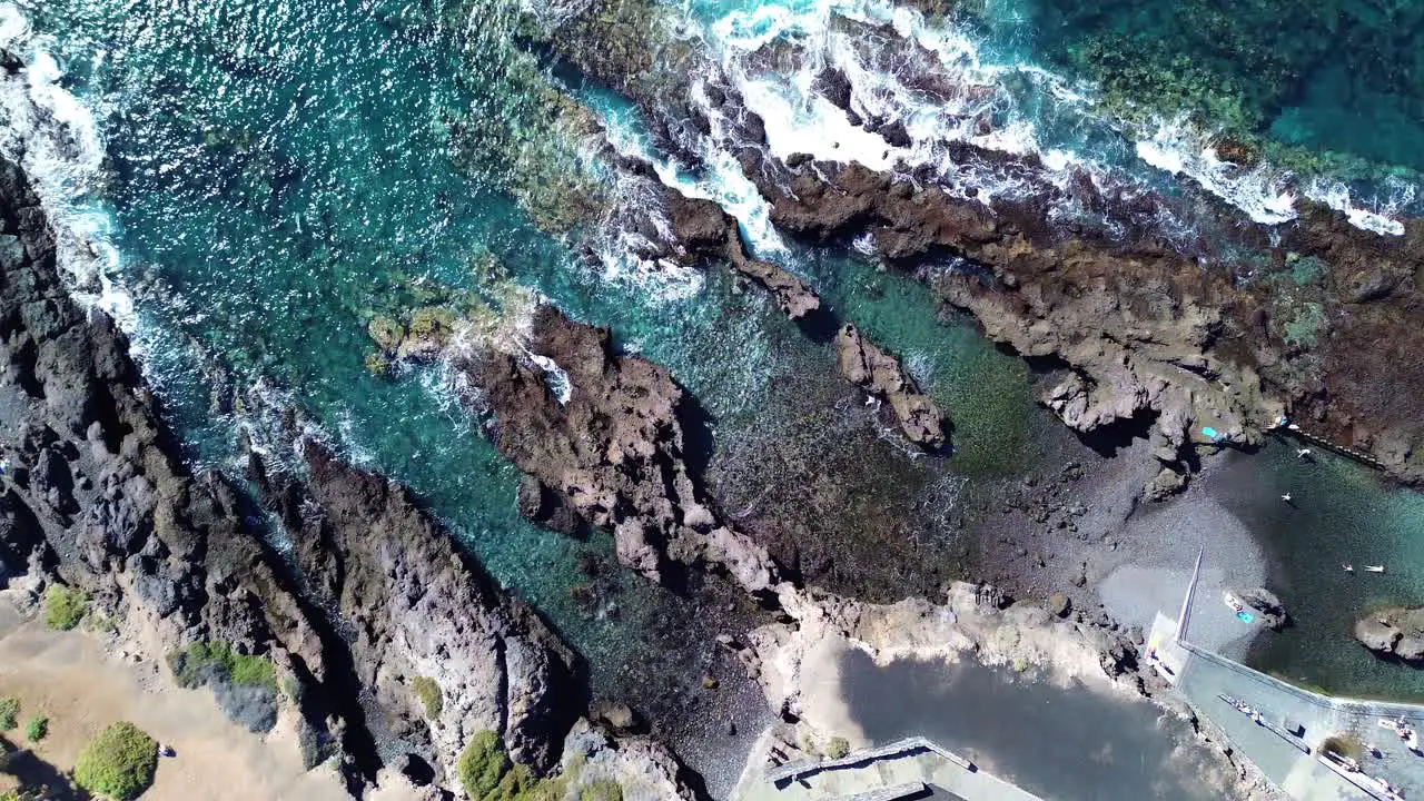 Costa Adeje Tenerife south in Canary Islands Spain Aerial drop down view