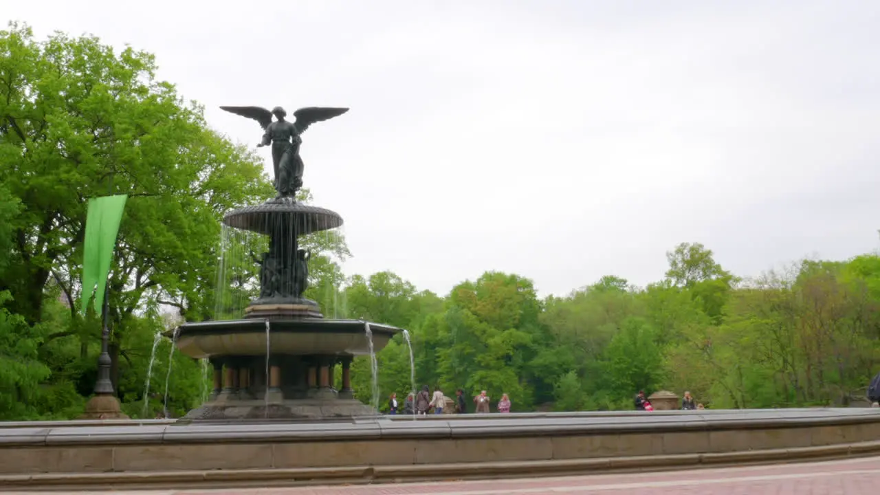 Wide shot of the Bethesda fountain at Central park new York city