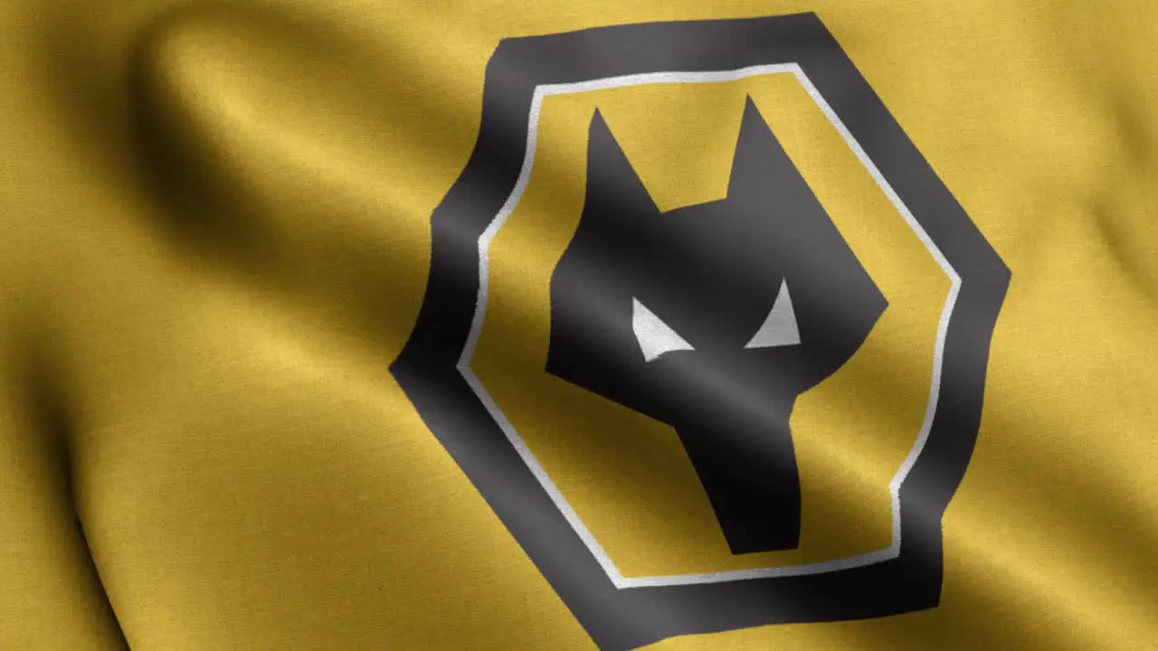 4k animated closeup loop of a waving flag of the Premier League football-soccer Watford team in the UK