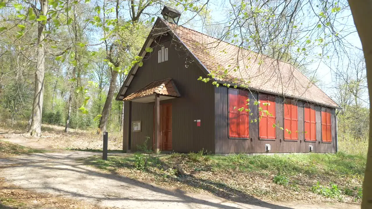 wooden shed in the forest