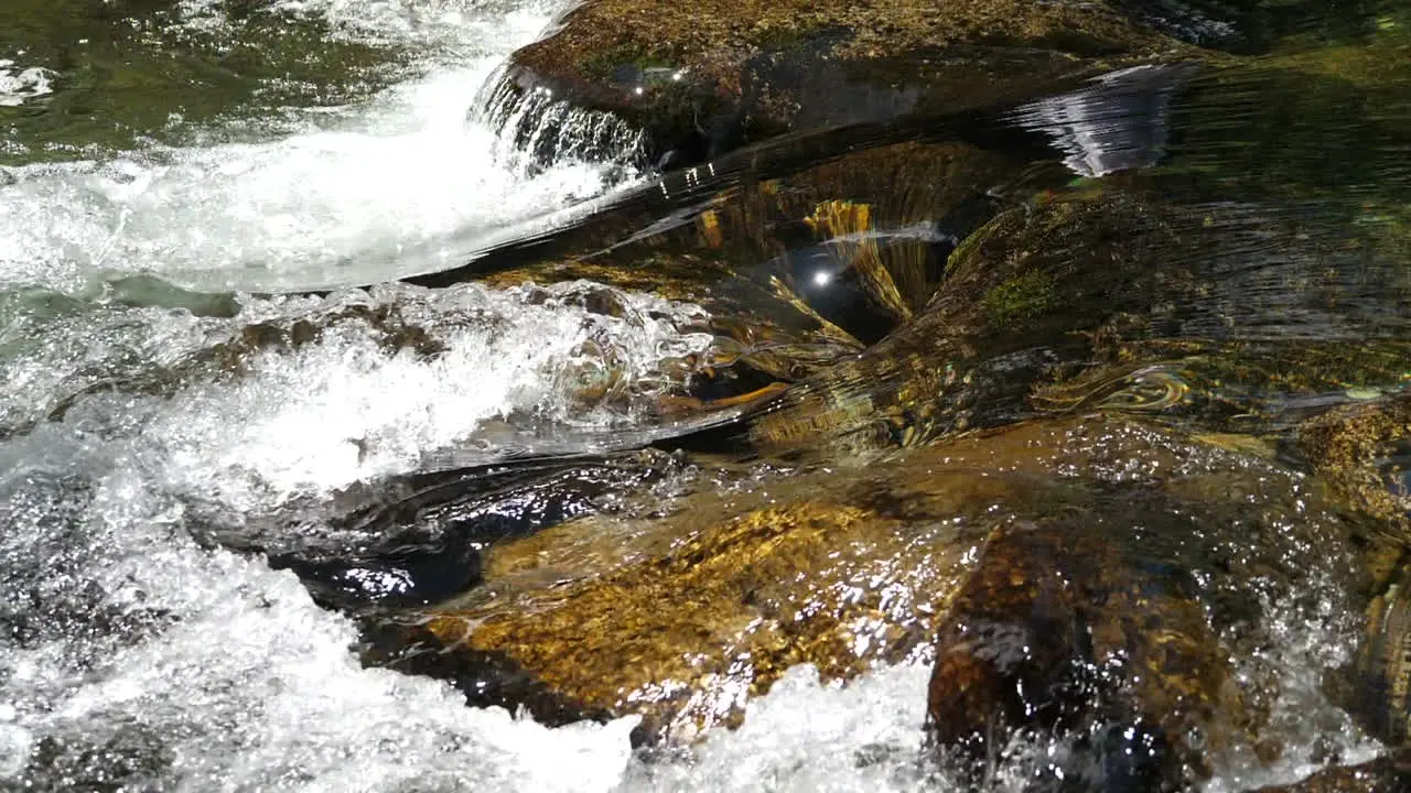 Slow motion shot of water flowing in a river