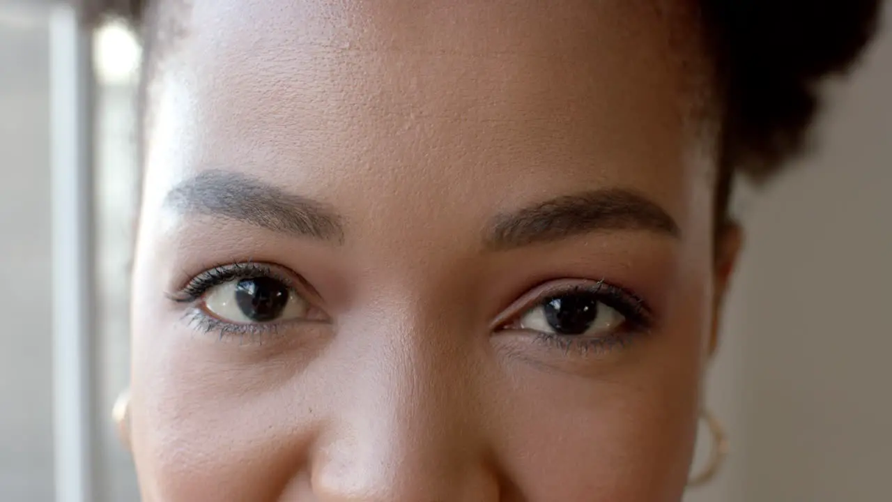 Close-up of an African American woman's face with copy space